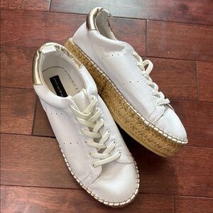 New Steven Steve Madden Pappy White Lace up Espadrille Platform Sneakers 10